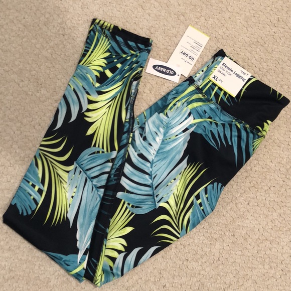 NWT Old Navy Girls Mid-Rise Elevate Leggings Size XL 14-16 tropical 🌴 - Picture 6 of 16